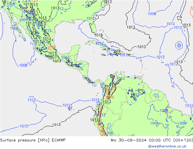 Surface pressure ECMWF Mo 30.09.2024 00 UTC