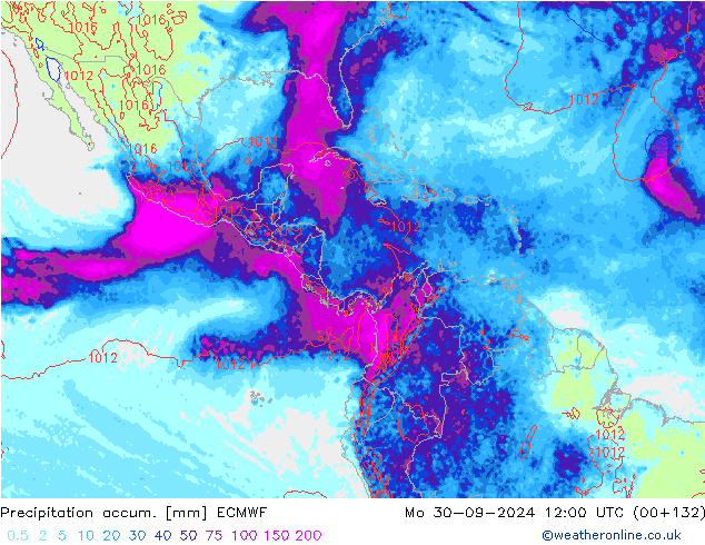 Totale neerslag ECMWF ma 30.09.2024 12 UTC