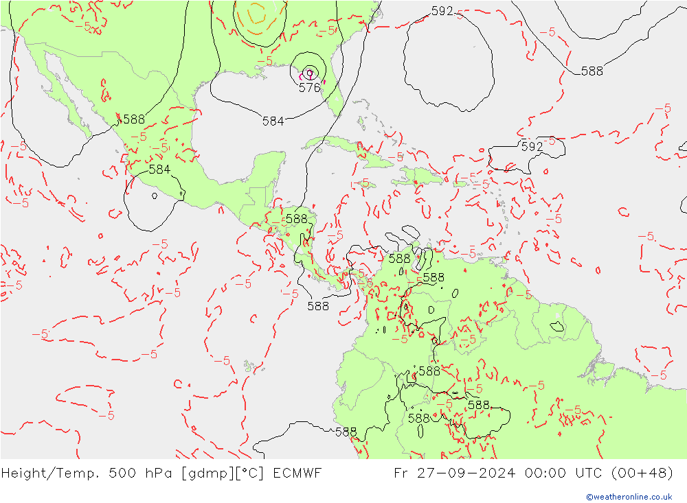 Z500/Rain (+SLP)/Z850 ECMWF пт 27.09.2024 00 UTC