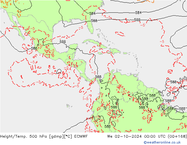 Z500/Rain (+SLP)/Z850 ECMWF mié 02.10.2024 00 UTC