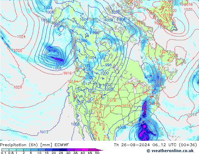 Z500/Rain (+SLP)/Z850 ECMWF Th 26.09.2024 12 UTC