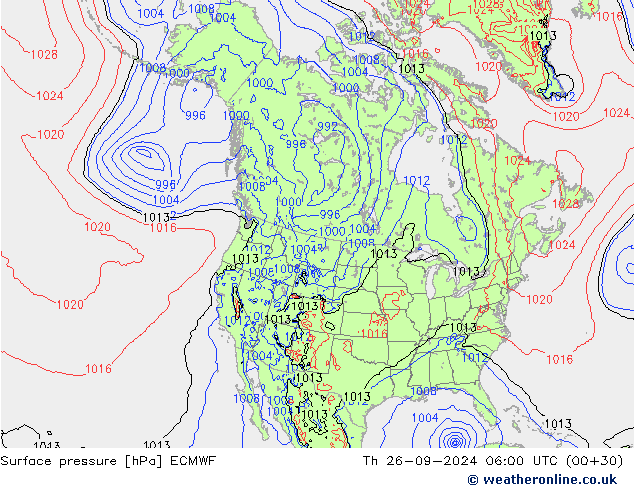 ciśnienie ECMWF czw. 26.09.2024 06 UTC