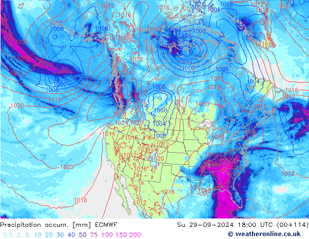 Precipitación acum. ECMWF dom 29.09.2024 18 UTC