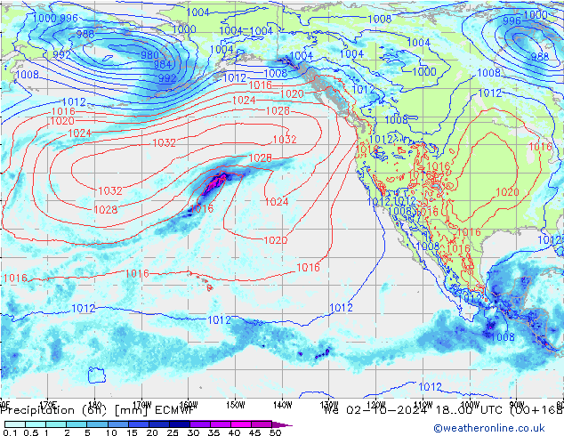 Z500/Rain (+SLP)/Z850 ECMWF mié 02.10.2024 00 UTC