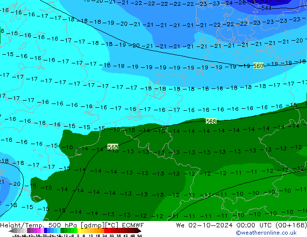 Z500/Rain (+SLP)/Z850 ECMWF mié 02.10.2024 00 UTC