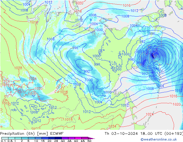 Z500/Regen(+SLP)/Z850 ECMWF do 03.10.2024 00 UTC