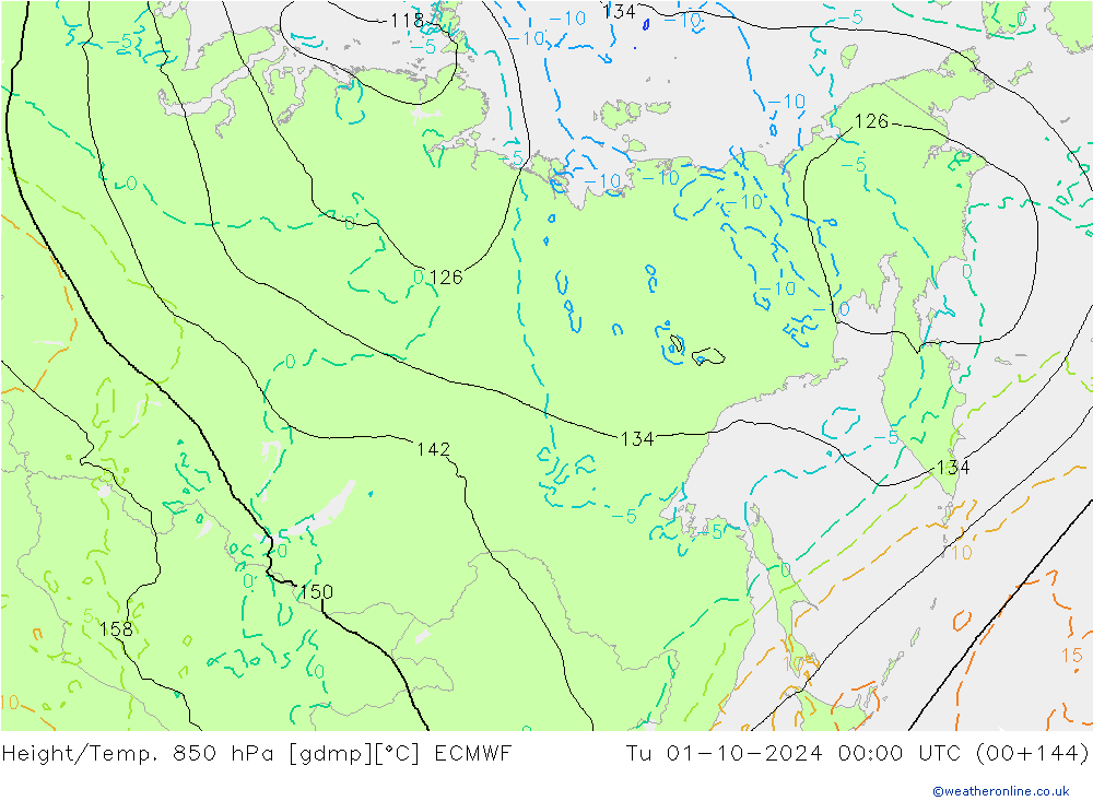 Height/Temp. 850 гПа ECMWF вт 01.10.2024 00 UTC