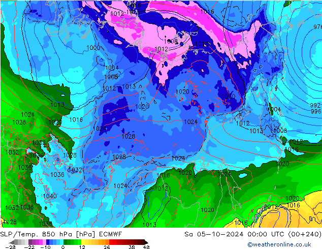 SLP/Temp. 850 hPa ECMWF sab 05.10.2024 00 UTC