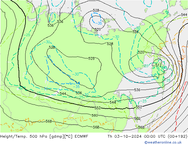 Z500/Regen(+SLP)/Z850 ECMWF do 03.10.2024 00 UTC