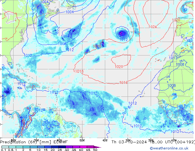 Z500/Rain (+SLP)/Z850 ECMWF Th 03.10.2024 00 UTC