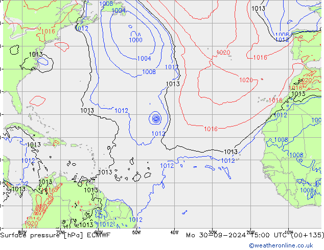 Surface pressure ECMWF Mo 30.09.2024 15 UTC