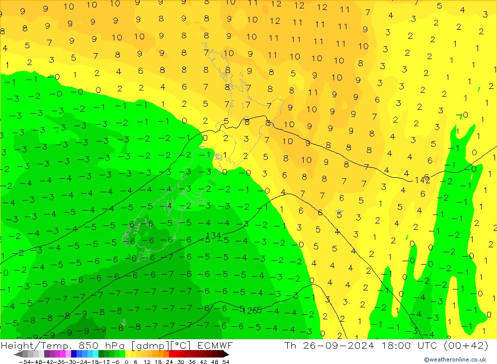 Z500/Rain (+SLP)/Z850 ECMWF Th 26.09.2024 18 UTC