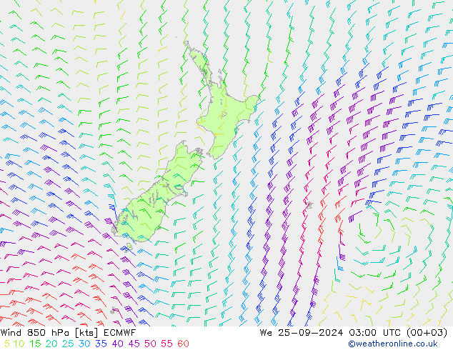 Wind 850 hPa ECMWF wo 25.09.2024 03 UTC