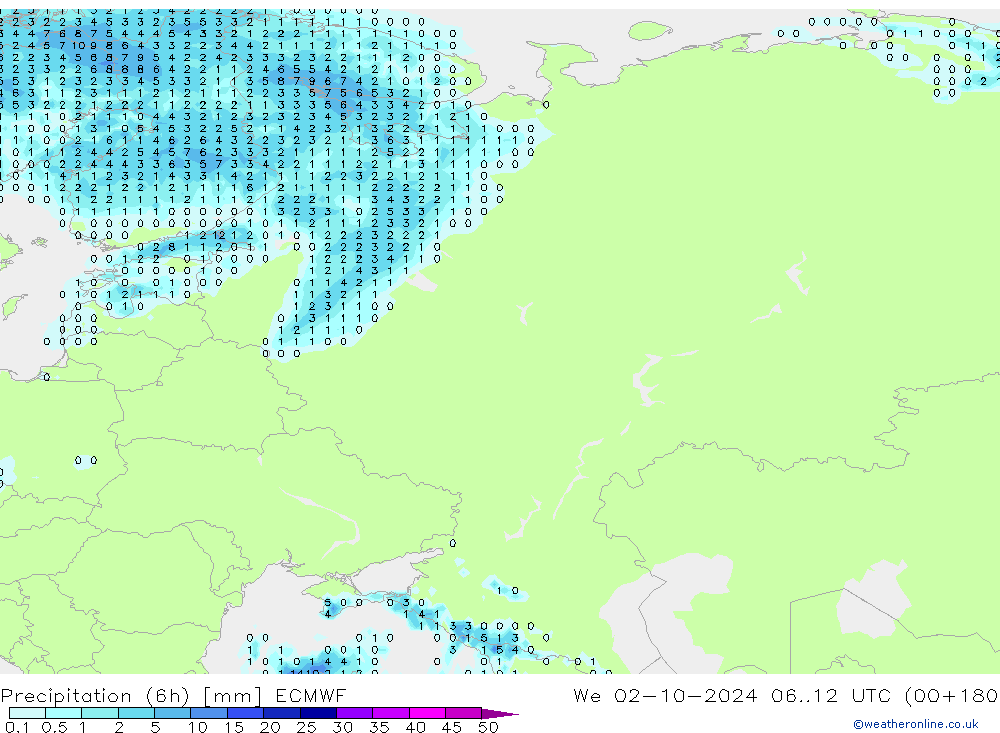 Z500/Rain (+SLP)/Z850 ECMWF ср 02.10.2024 12 UTC