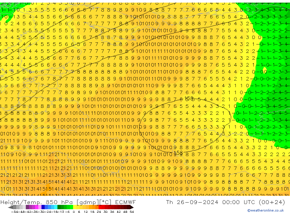 Z500/Rain (+SLP)/Z850 ECMWF Th 26.09.2024 00 UTC