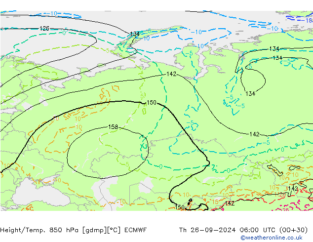 Z500/Rain (+SLP)/Z850 ECMWF Čt 26.09.2024 06 UTC