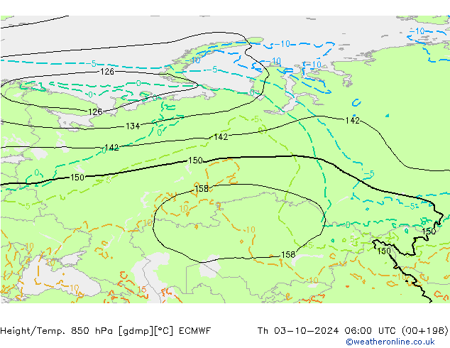 Height/Temp. 850 hPa ECMWF Qui 03.10.2024 06 UTC