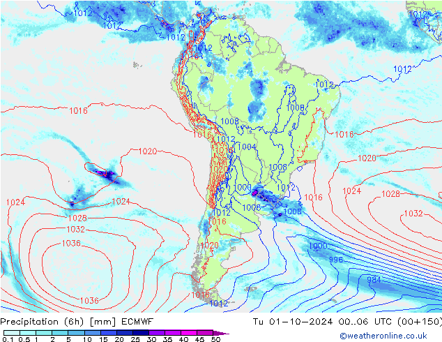 Z500/Regen(+SLP)/Z850 ECMWF di 01.10.2024 06 UTC