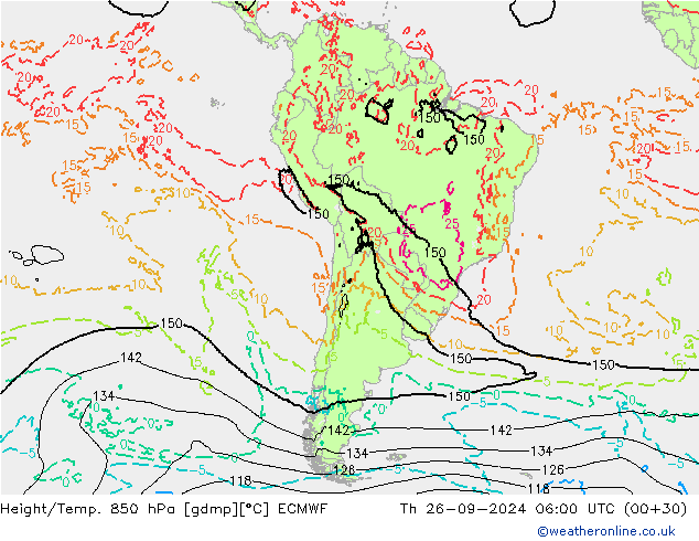 Z500/Rain (+SLP)/Z850 ECMWF Th 26.09.2024 06 UTC