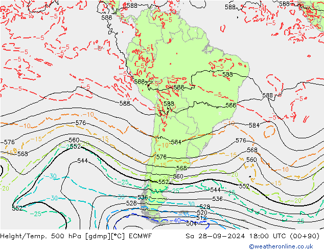 Z500/Rain (+SLP)/Z850 ECMWF so. 28.09.2024 18 UTC