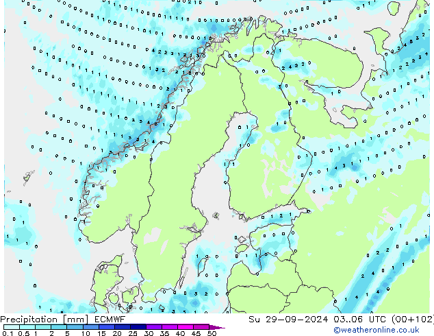 Precipitation ECMWF Su 29.09.2024 06 UTC