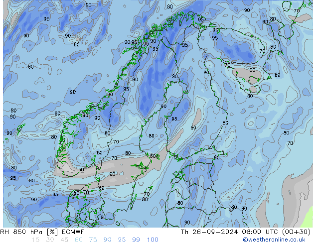 RH 850 hPa ECMWF  26.09.2024 06 UTC