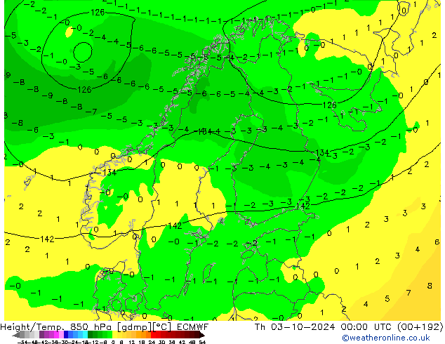 Z500/Rain (+SLP)/Z850 ECMWF jue 03.10.2024 00 UTC