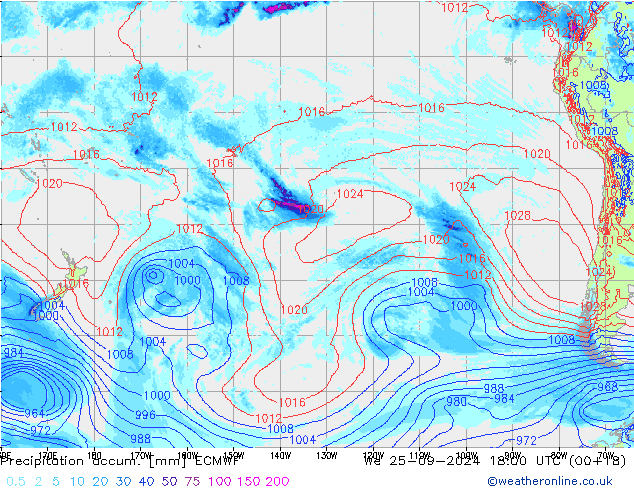 Précipitation accum. ECMWF mer 25.09.2024 18 UTC