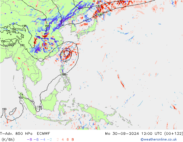 T-Adv. 850 hPa ECMWF Mo 30.09.2024 12 UTC