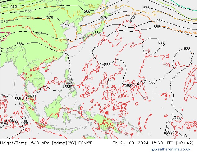 Z500/Rain (+SLP)/Z850 ECMWF Th 26.09.2024 18 UTC