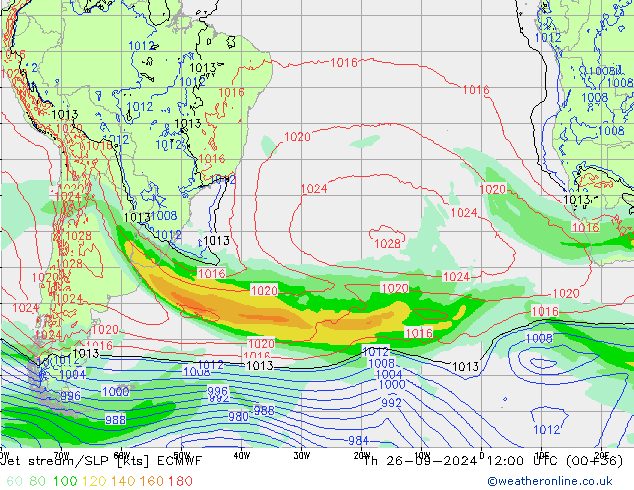 Prąd strumieniowy ECMWF czw. 26.09.2024 12 UTC