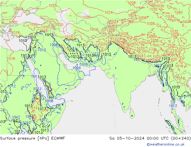 Pressione al suolo ECMWF sab 05.10.2024 00 UTC