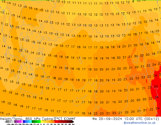 Z500/Rain (+SLP)/Z850 ECMWF śro. 25.09.2024 12 UTC