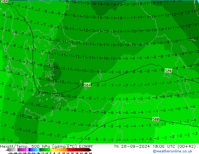 Z500/Rain (+SLP)/Z850 ECMWF чт 26.09.2024 18 UTC