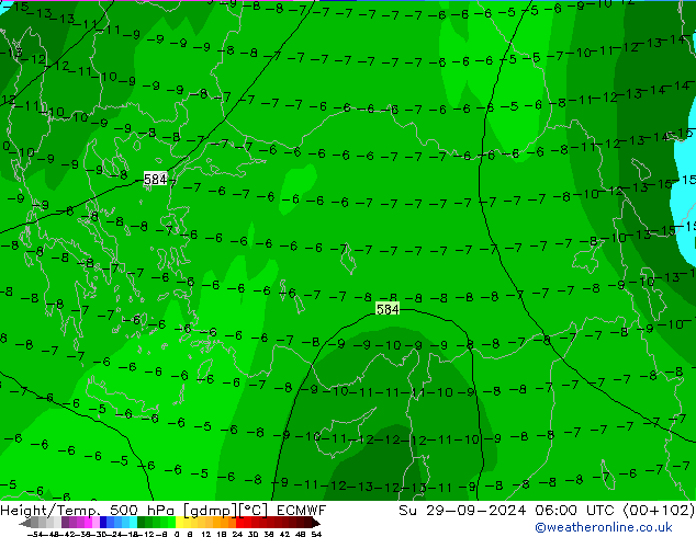 Z500/Rain (+SLP)/Z850 ECMWF dom 29.09.2024 06 UTC