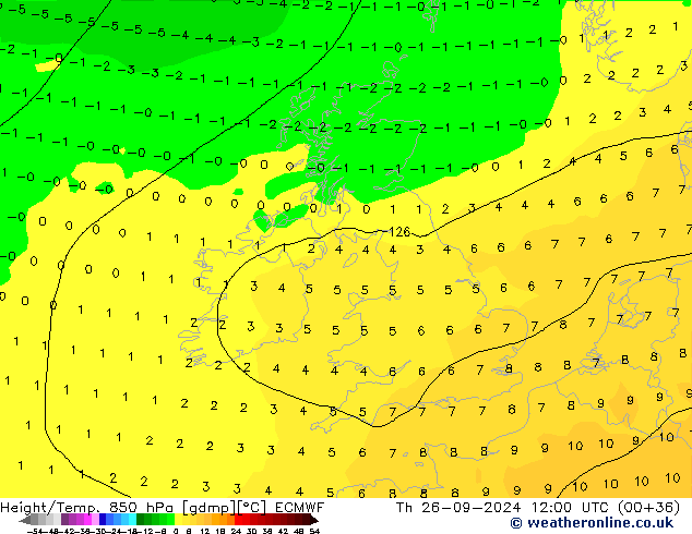 Z500/Yağmur (+YB)/Z850 ECMWF Per 26.09.2024 12 UTC