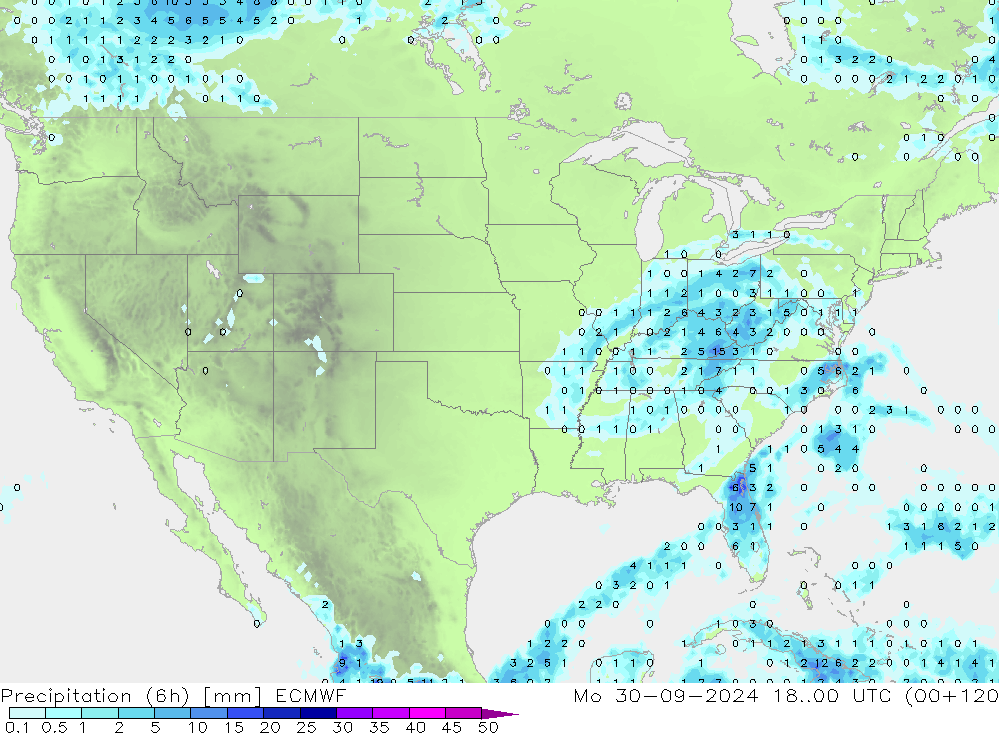 Yağış (6h) ECMWF Pzt 30.09.2024 00 UTC