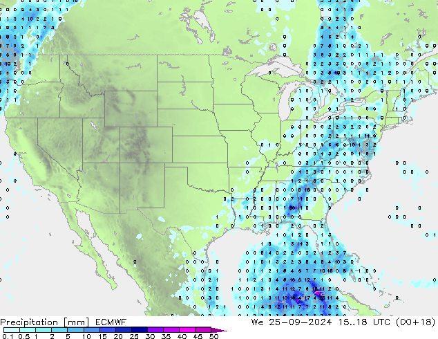 осадки ECMWF ср 25.09.2024 18 UTC