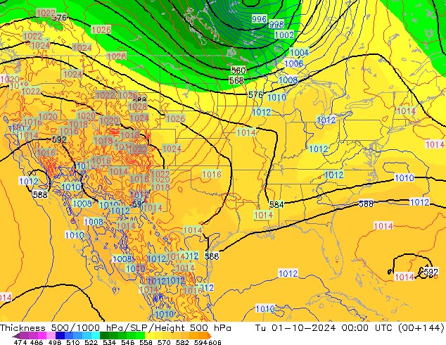 Thck 500-1000гПа ECMWF вт 01.10.2024 00 UTC