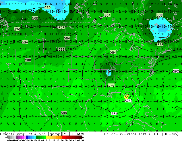 Z500/Rain (+SLP)/Z850 ECMWF Pá 27.09.2024 00 UTC