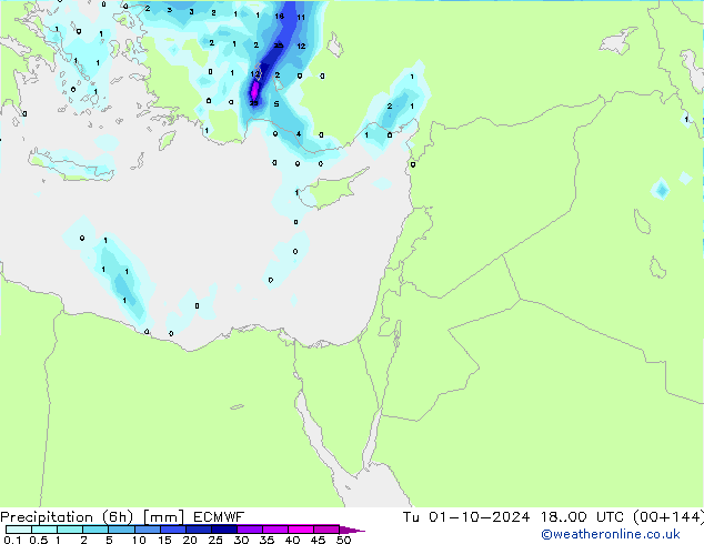 Z500/Yağmur (+YB)/Z850 ECMWF Sa 01.10.2024 00 UTC