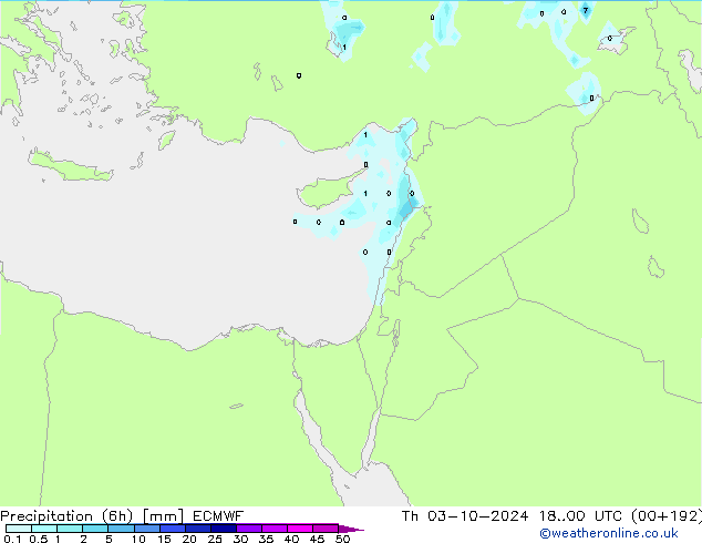 Precipitation (6h) ECMWF Th 03.10.2024 00 UTC