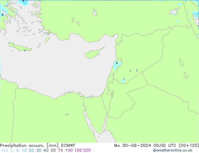 Toplam Yağış ECMWF Pzt 30.09.2024 00 UTC