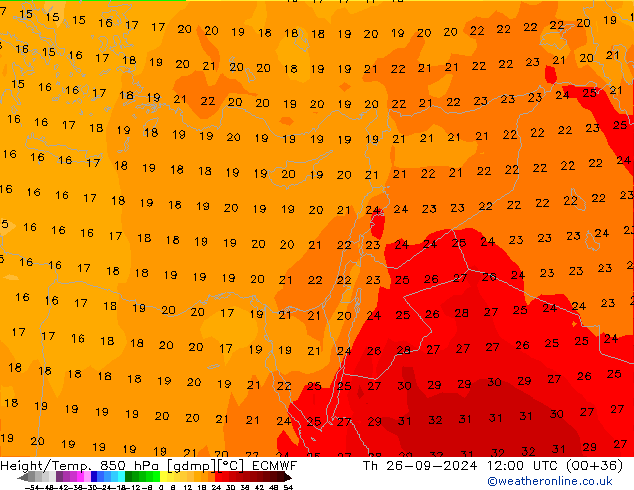 Z500/Rain (+SLP)/Z850 ECMWF чт 26.09.2024 12 UTC