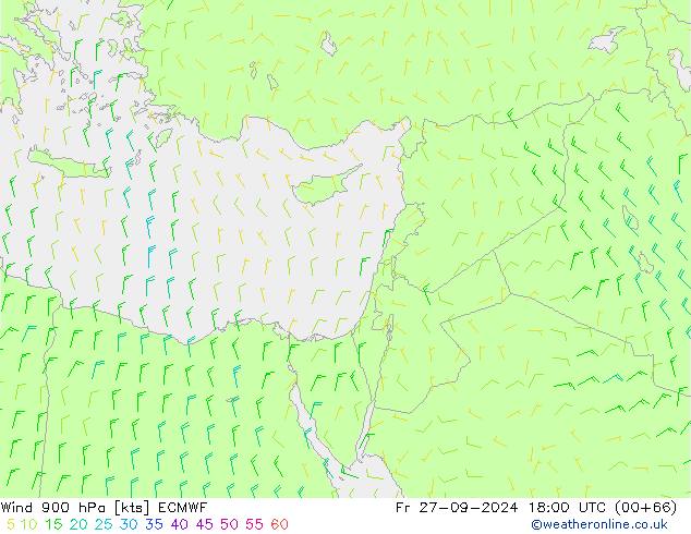 Wind 900 hPa ECMWF Fr 27.09.2024 18 UTC