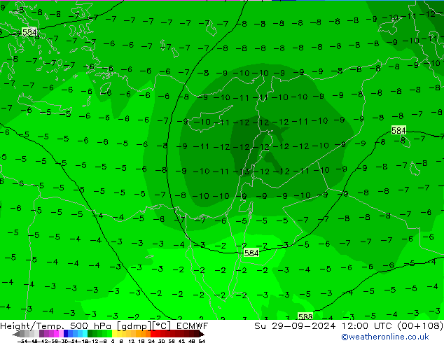 Z500/Rain (+SLP)/Z850 ECMWF  29.09.2024 12 UTC