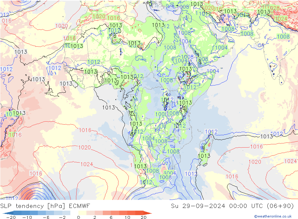 Tendenza di Pressione ECMWF dom 29.09.2024 00 UTC