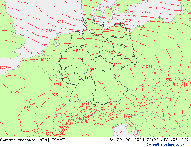 Surface pressure ECMWF Su 29.09.2024 00 UTC