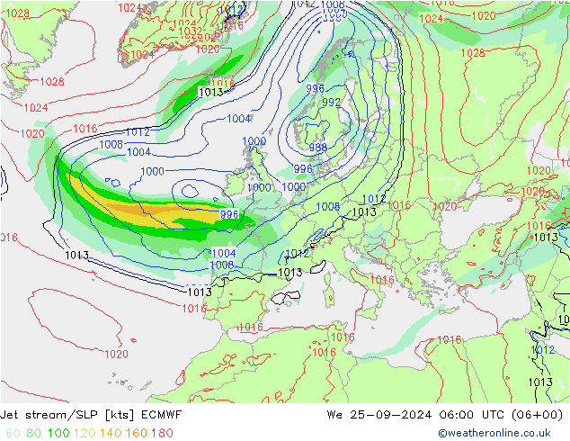 Jet stream/SLP ECMWF St 25.09.2024 06 UTC