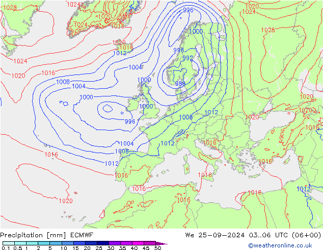 opad ECMWF śro. 25.09.2024 06 UTC